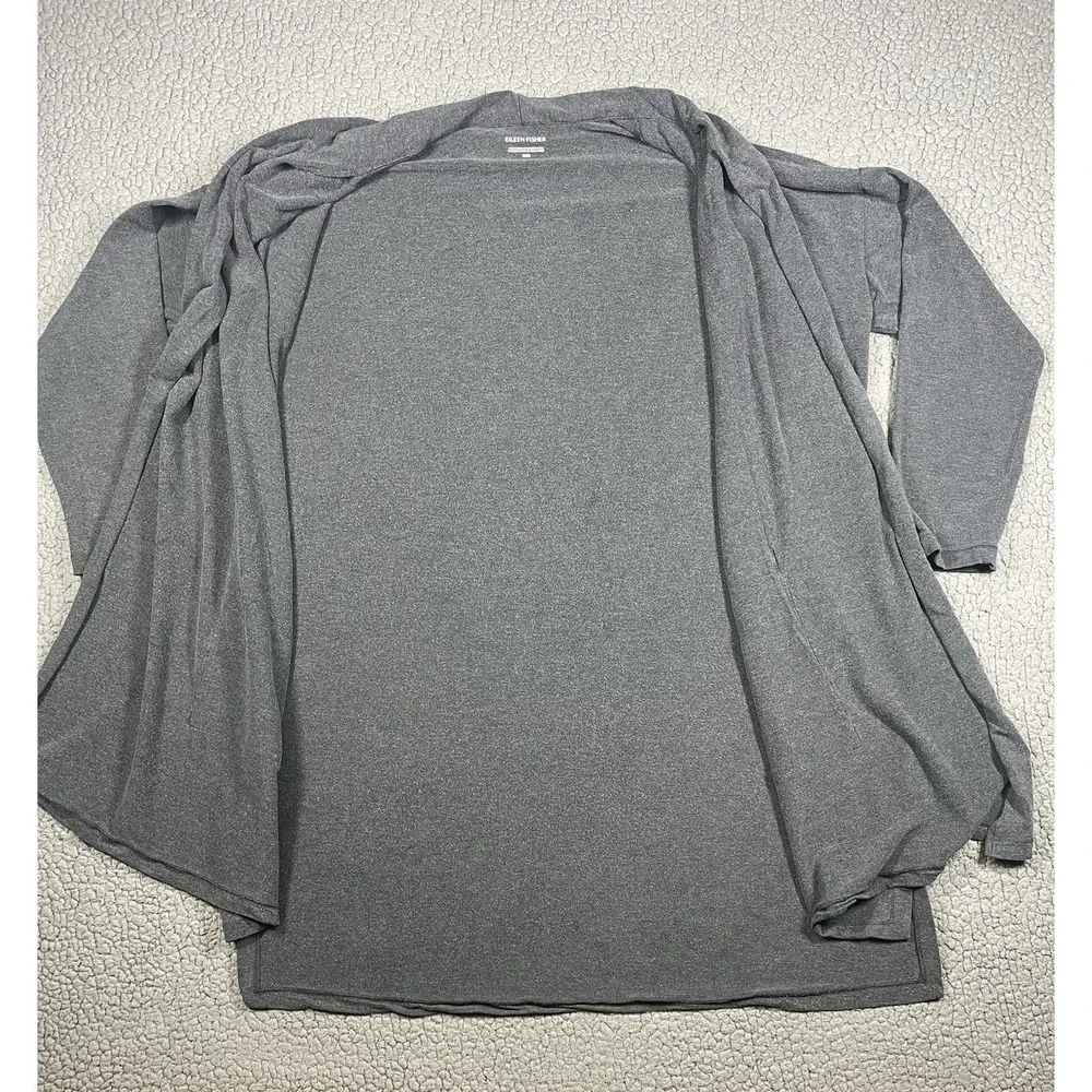 Eileen Fisher Open Front Cardigan Jacket Tencel‎ Blend Grey Women's Size Medium